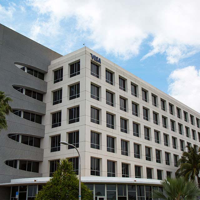 Outside of Visa building in Miami.