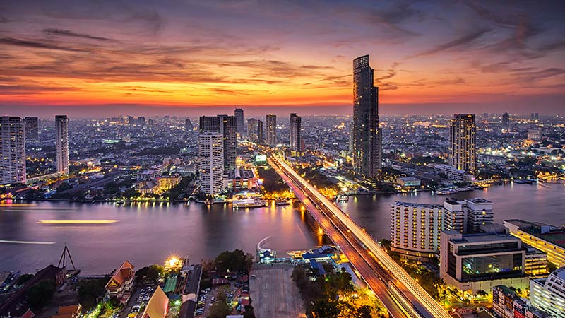 Gambar suasana sunset di Thailand pada saat travel ke Bangkok