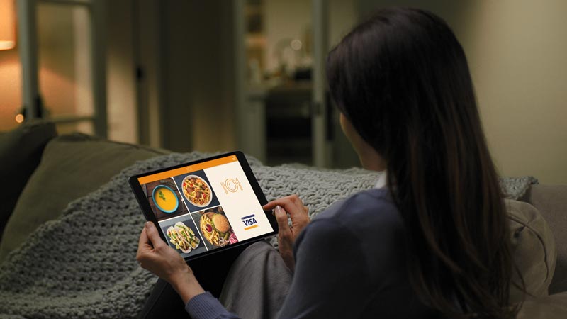 lady shopping using a tablet